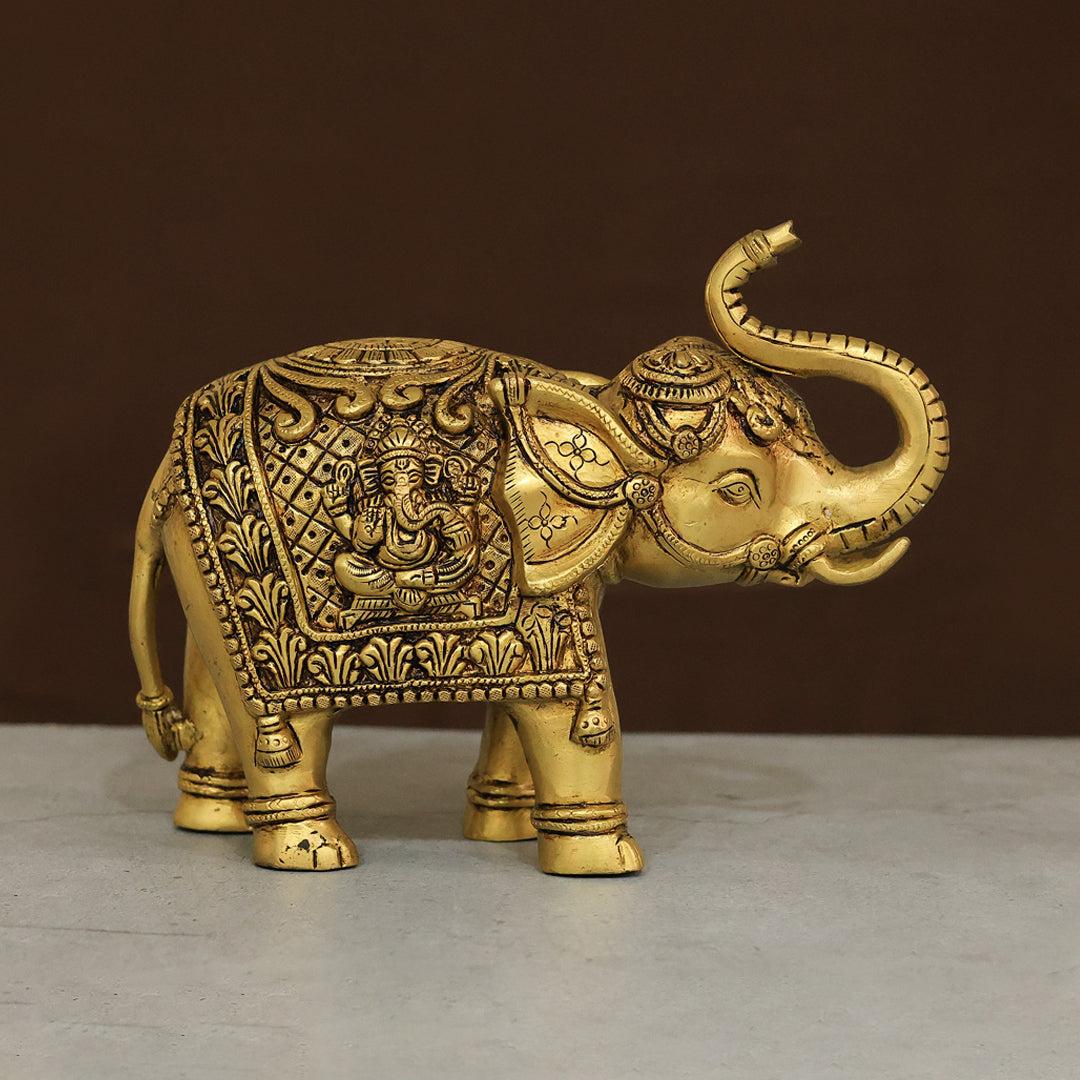 9" Brass Elephant with Lakshmi Statue – Sripuram Store