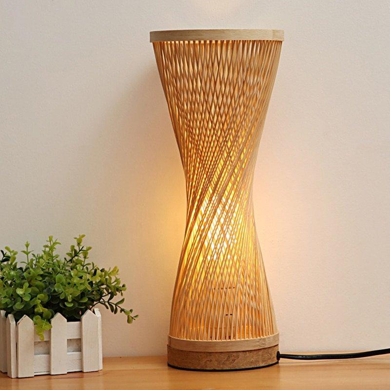 Abajur Feito a Mão moderna de malha tecelagem bambu candeeiro mesa cabeceira nordic quarto lâmpada m | MadeiraMadeira