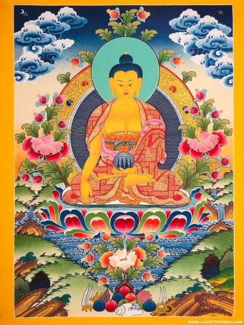 Buddha Thangka Painting | Shakyamuni Buddha Canvas Thangka Art | Tibetan Spiritual Art for Altar ...