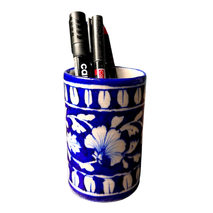C:\Users\Microsoft\Desktop\mash venture\mash venture\Product Variety Details\Handcrafts Items\Heartful Catelog\Blue Pottery Products\HFC Blue Pottery Pen stand.png