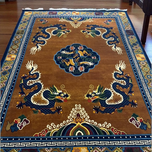 Dragon Wool Rug Hand Knotted Indo Tibetan Oriental Carpet - The Gifts Connect