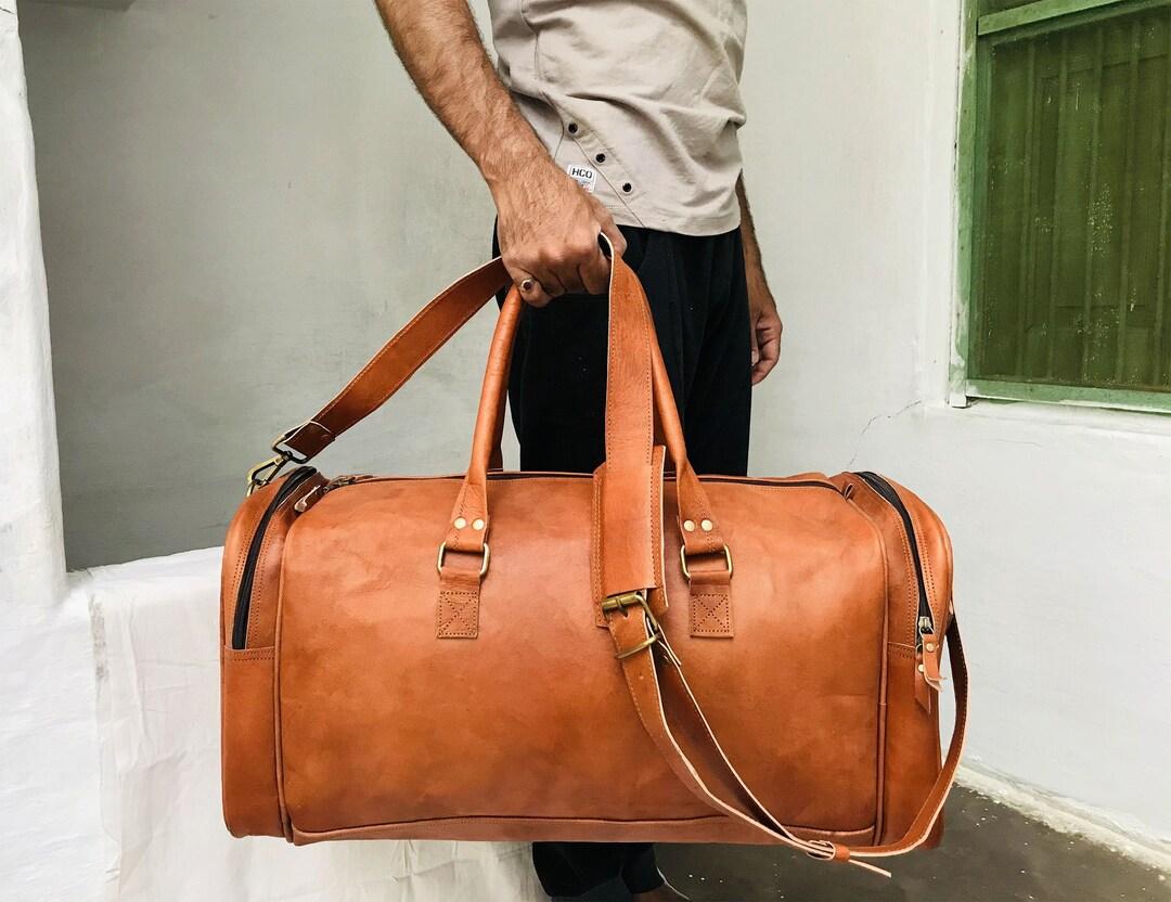 Full Grain Leather Duffle Bag – Vintage Weekender Travel Carry-on - Etsy UK