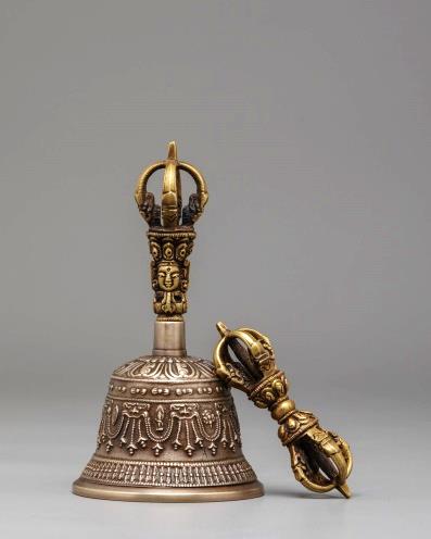 Handmade Vajra and Bell Set | Spiritual Brass and Bronze Buddhist Iconography