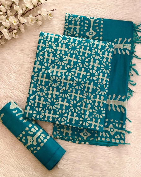 Muslin Silk Hand Blocked Wax Batik Dress Material (Unstitched) – Ethenika.com