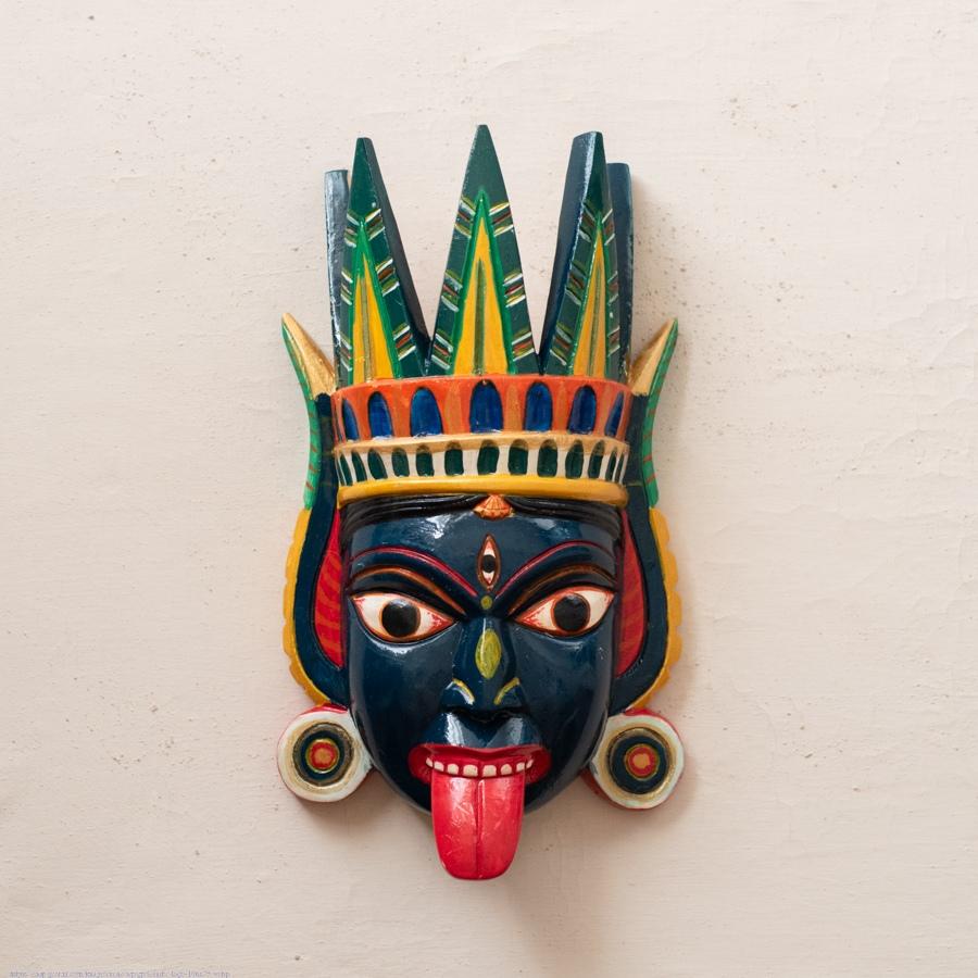 online handmade wooden mask - kaali| Indian craft store