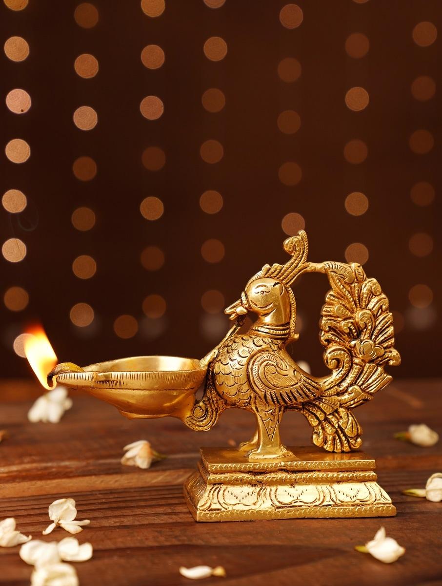 Shop Jaypore Golden Brass Festive Diya for Home Online 39761446