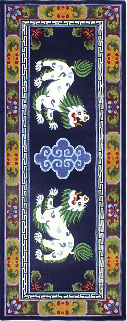 Tibetan Rug with Snow Lion Design | Snow lion, Lion design, Tibetan rugs